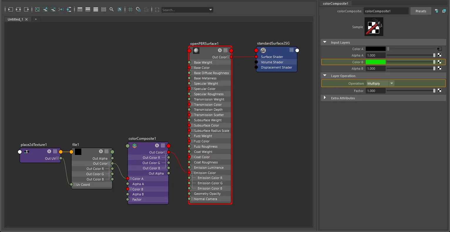 Emissive factor plus texture connection for openPBRSurface