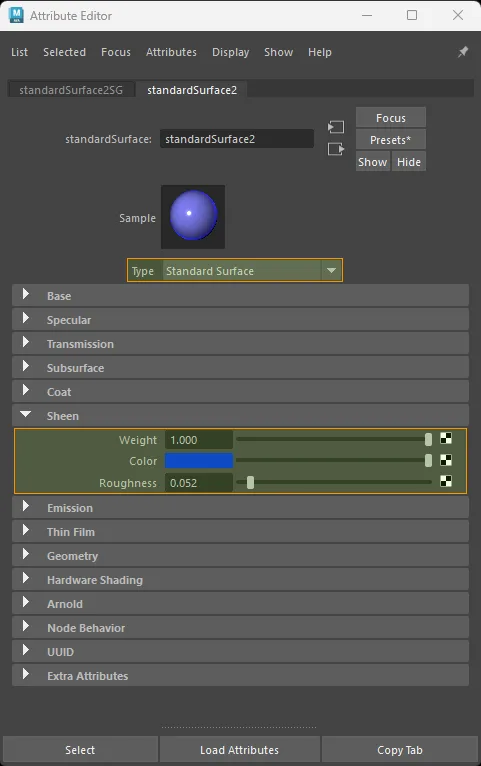 Factor-only sheen connection for standardSurface