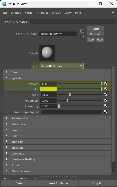 Factor-only specular connection for openPBRSurface