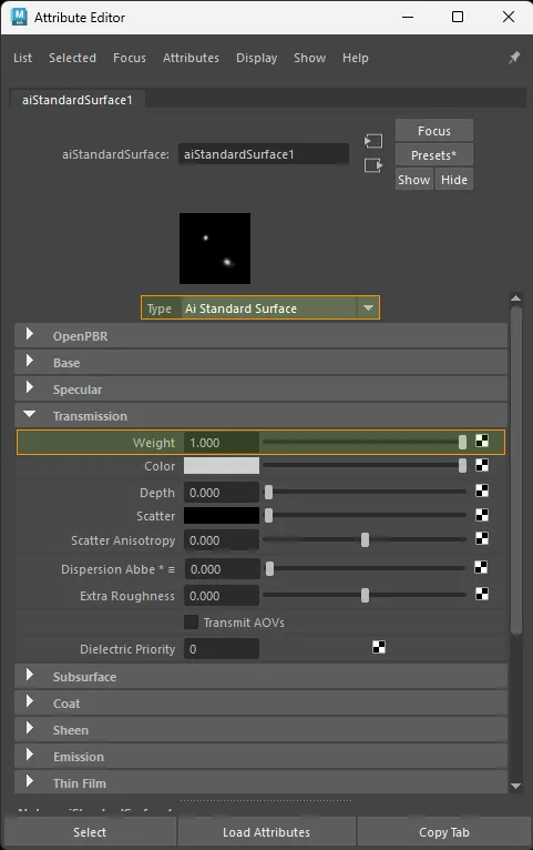 Factor-only transmission connection for aiStandardSurface